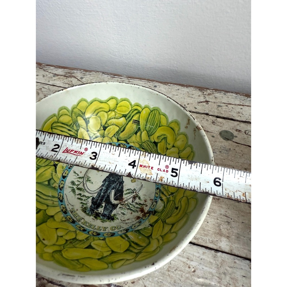 Vintage Cheinco Mammoth Salted Nuts Bowl The Kelly Co 1970s Green Yellow - Picture 8 of 9